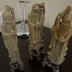 Vintage 3 soapstone Asian sculptures